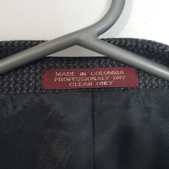 Jos A. Bank Tweed Sport Coat 43R Corporate Cashmere Wool 3 Button Gray Navy - Picture 5 of 13